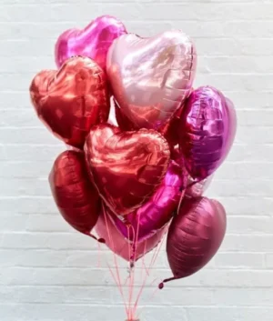 Aimee | Ten Heart shaped Colored Foil balloons