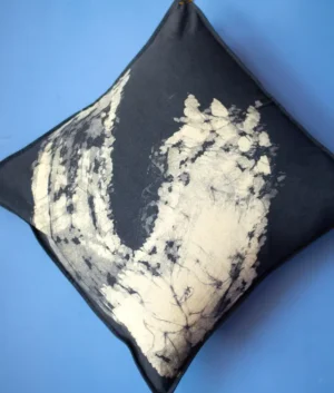 Blue Cushion Cover with White Batik Wave | Set of 2