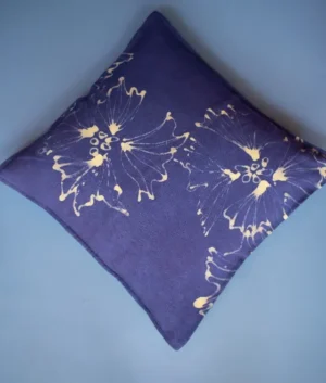 Blue Cushion Covers with Batik Floral Design | Set of 2