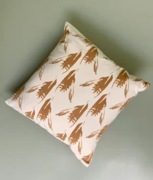 Burnt Orange Leaf Design Cushion Set of 2