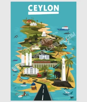 Ceylon - Retro Map of the Island Paradise | FRAMED | A1