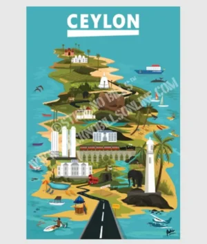 Ceylon - Retro Map of the Island Paradise | FRAMED | A3