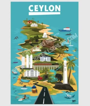 Ceylon - Retro Map of the Island Paradise | Unframed | A1