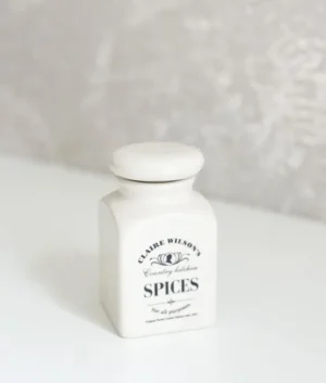 Claire Wilson Ceramic Small White Jars | Spices | Set of 08