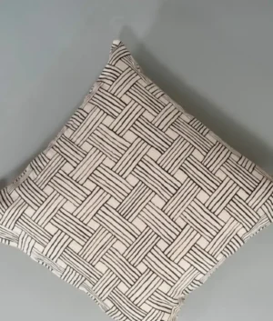 Cocoa Brown Line Patterned Cushion Covers | Set of 2