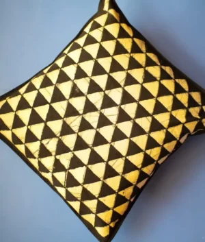 Cushion Cover with Yellow and Black Triangle Batik Print | Set of 2