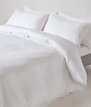 Egyptian Cotton Striped White Bedding Set | King Size