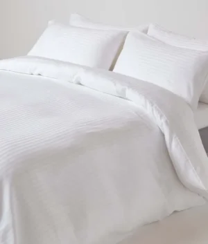 Egyptian Cotton Striped White Bedding Set | Queen Size