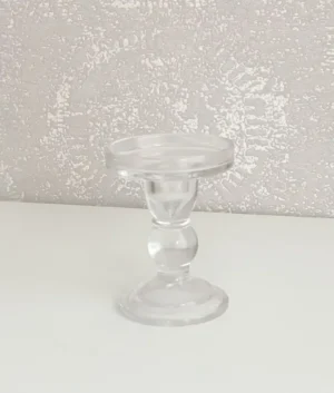 Glass Candle Holder | 14cm Height | Set of 2