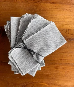 Grey Napkins with Embroidered Edging | Set of 6