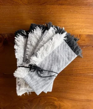 Grey Napkins with Tassels | Set of 6