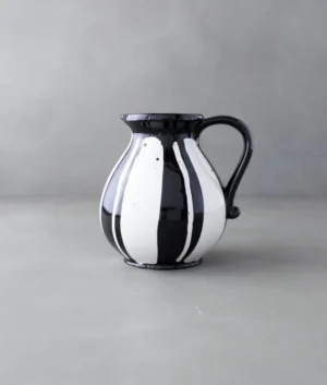 Hand Painted Black Stripe Jug AND Six Matching Glasses