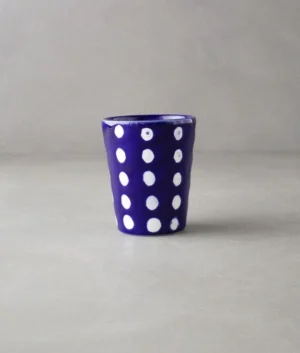 Hand Painted Glasses | White Polka Dot on Navy Blue | Set of 6