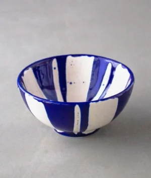 Hand Painted Navy Blue Double Stripe Bowl Set of 6