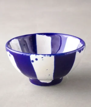 Hand Painted Navy Blue Stripe Bowl Set of 6