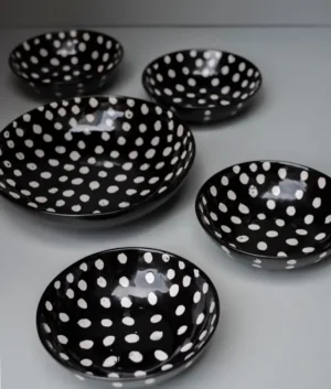 Hand Painted White Polka Dot Serveware Set