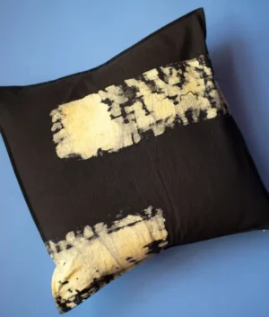 Horizontal Off White Splatter on Black Cushion Cover | Set of 2