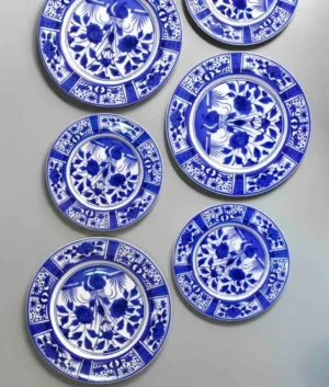 Imari Flower Printed Navy Blue Dinner Set of 6 | 12 Piece Set