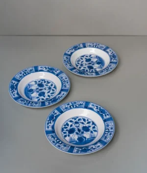 Imari Flower Printed Navy Blue Soup Plate Set of 6