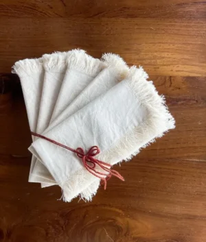 Ivory Napkins with Tassels | Set of 6