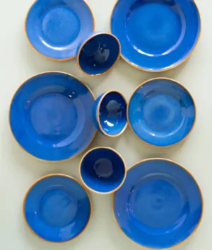 Krishna Blue Dinner Set with Soup Bowls Set of 6 | 18 Piece Set