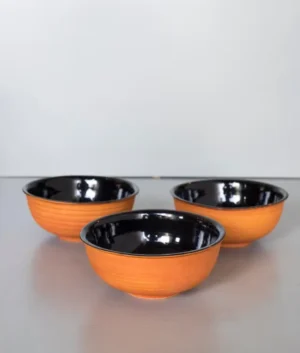 Large Black and Terracotta Bowl Set of 6