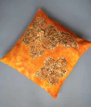 Large Flowers on Orange Batik Cushion Covers | Set of 2