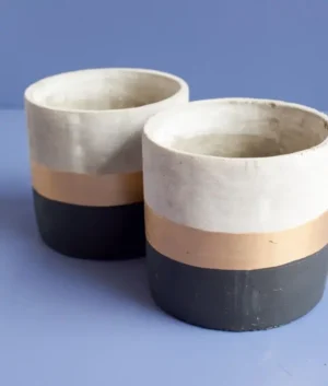 Large Rounded Cemented Pots (Set Of Two)