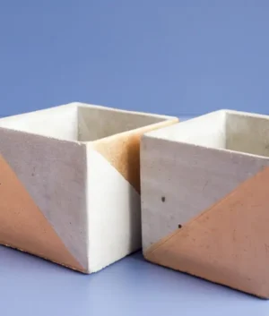 Large Square Cemented Pots (Set Of Two)