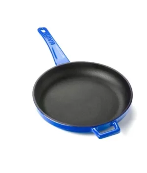 Lava Cast Iron Round Fry Pan with Metal Handle | Blue