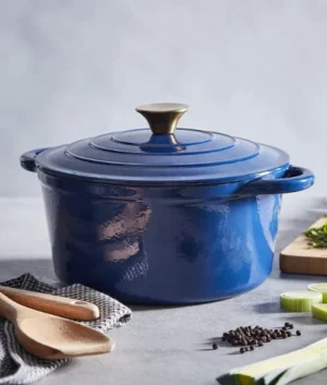 Lava Folk Cast Iron Round Casserole 4.5L | Blue