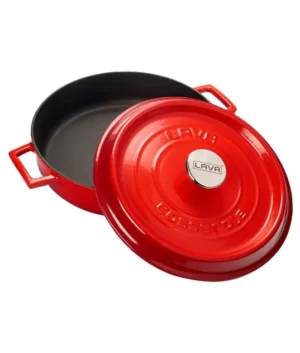 Lava Trendy Cast Iron Round Low Casserole 24cm | Red