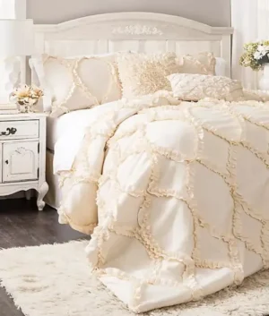 Lush Decor Avon 3 Piece King Comforter Set in White | Imported