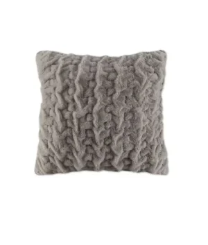 Madison Park Ruched Fur 25-Inch Square Decorative Pillow in Grey | Imported