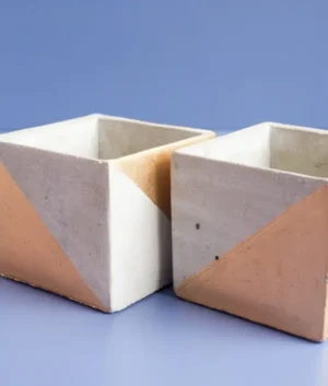 Medium Square Cemented Pots (Set Of Two)