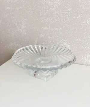 Outer Ribbed Glass Fruit Bowl With Stand