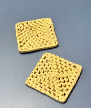 Palmyrah Beige Square Coasters Set of Two