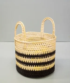 Palmyrah Black and Beige Basket