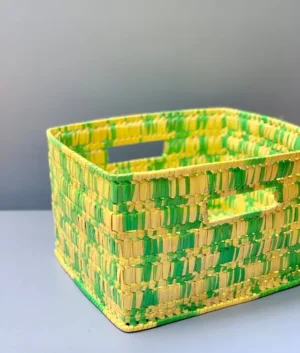 Palmyrah Emerald Green and Yellow Storage Box Set of Two