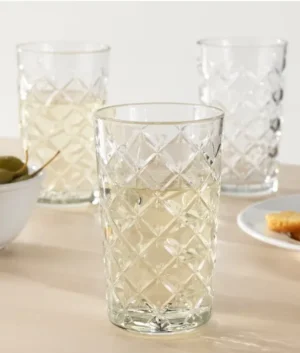 Patterned Clear Glass Set of 04