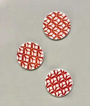 Scarlet Red Geo Print Coaster Set of 6