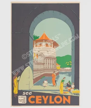 See Ceylon - (Kandy, Temple of the Tooth Relic) 1948 | FRAMED | A3