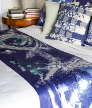 Shades of Blue Batik Bed Runner