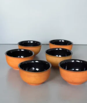 Small Black and Terracotta Bowl Set of 6