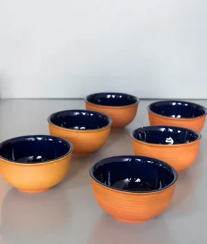 Small Navy Blue and Terracotta Bowl Set of 6