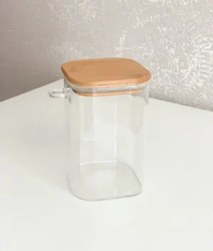 Square Glass Canister With Lid And Spoon 1150ml | Set of 4