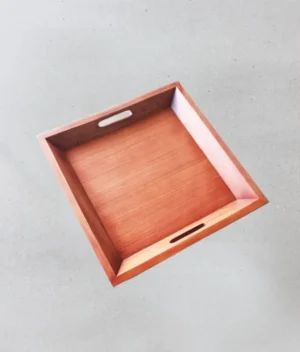 Square Wooden Tray With Handle | Brown