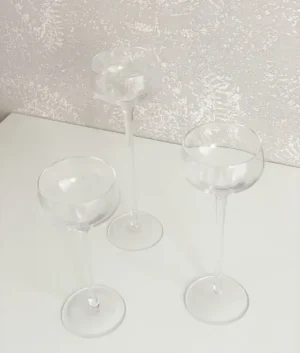 Stemware Clear Glass Candle Holders | Set of 3