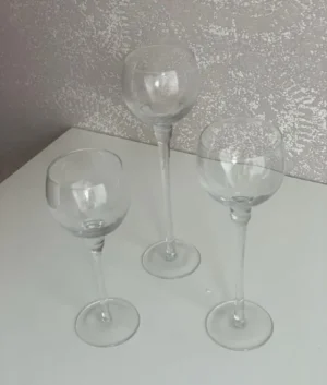 Stemware Clear Glass Candle Holders | Set of 3