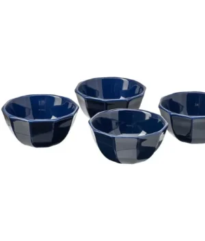 STRIMMIG Bowl stoneware | Blue | Set of 4 | Imported